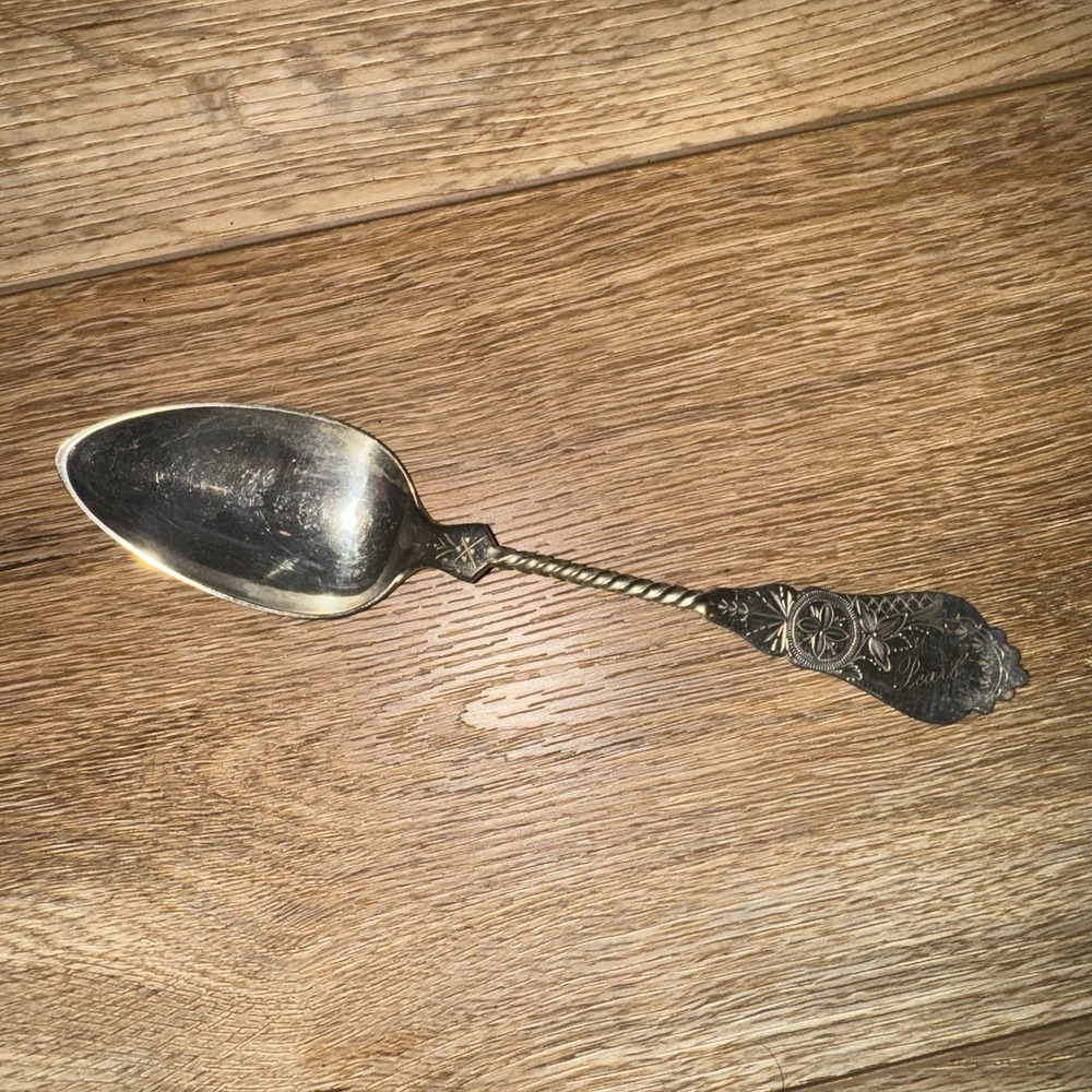 Antique Hall & Hewson Sterling Silver Victorian Spoon Twist Floral Handle c1870s